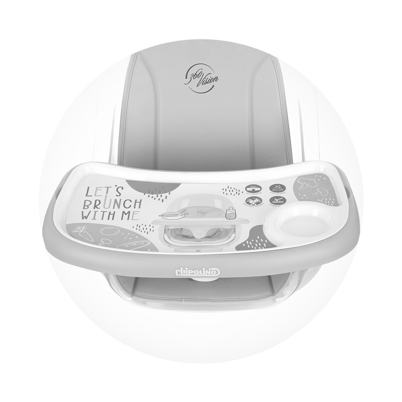 Chipolino Kinderhochstuhl Vision, Sitz 360° drehbar, Rückenlehne verstellbar weiß