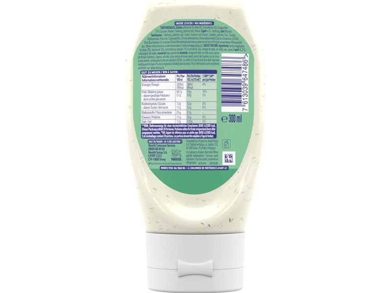 Thomy Tartare Sauce 300 ml Würzige Saucenspezialität aus Sonnenblumenöl und Essiggurken