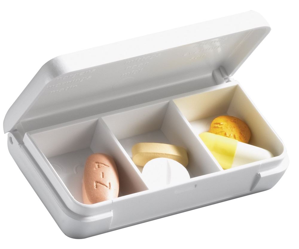 SUPAIR Tablettendose petit 1 Tag 3 Fächer weiss 1 Stk