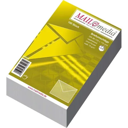MAILmedia Briefumschläge ohne Fenster, DIN B6, nassklebend, weiß, 200 Stück