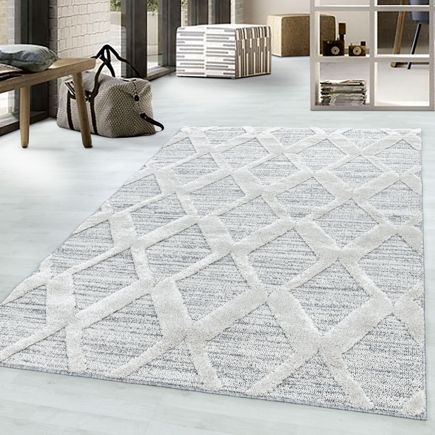 Modern Designer Elegante Teppich, Hoch-Tief Effekt 3D Boho Teppich, Pflegeleicht