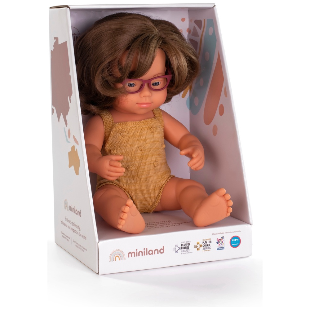 Miniland Pädagogische Puppe Mädchen mit Down-Syndrom 38 cm