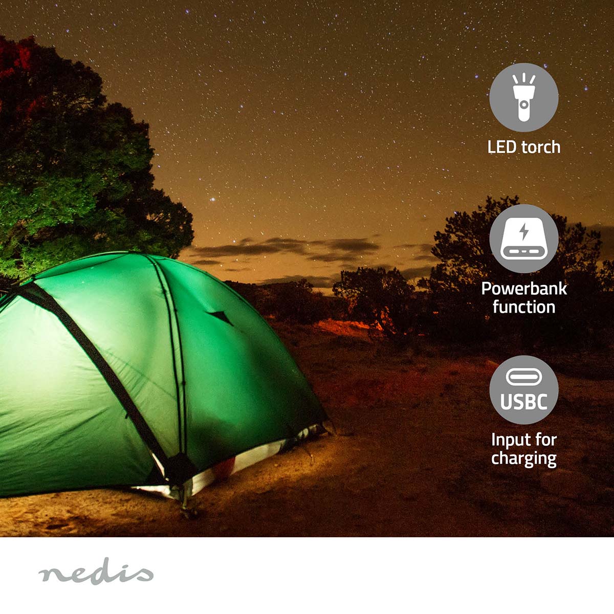 Nedis RDDBCR2600GY Noodradio - Grijs