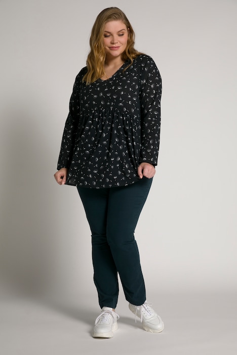 Bellieva-Bluse, A-Linie, V-Ausschnitt, Langarm, GOTS
