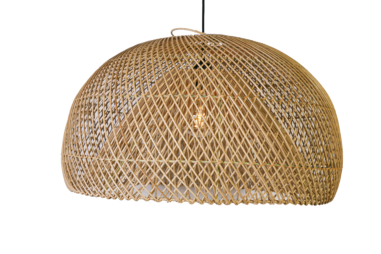 Hanglamp rotan dubbele bol 60 cm