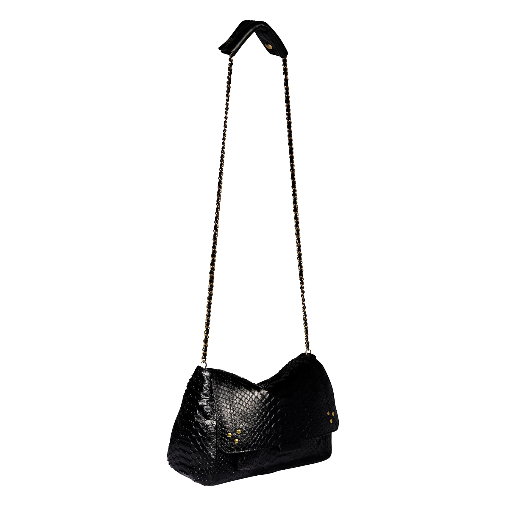 LULU M - Sac bandoulière en python et cuir | Noir