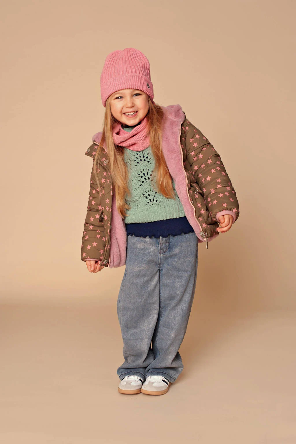 Stains&Stories gebreide colsjaal roze
