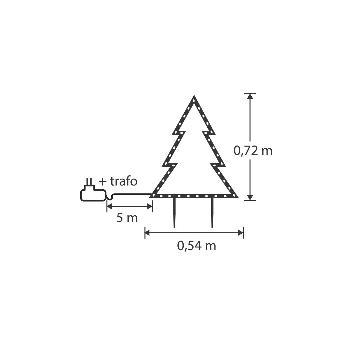 Kerst prikspot boom zwart 54cm incl. LED IP44 - Kas