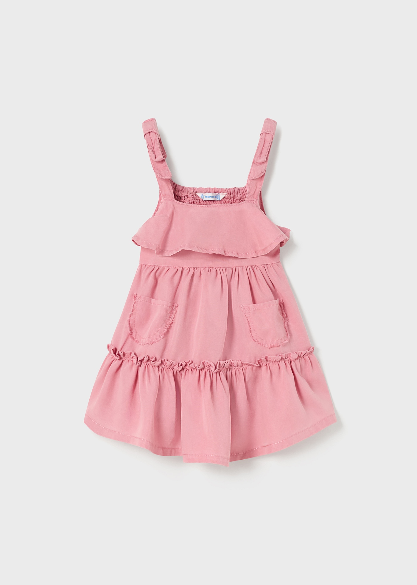 Vestido jeans fluido para bebê, confeccionado em TENCEL™ Lyocell.