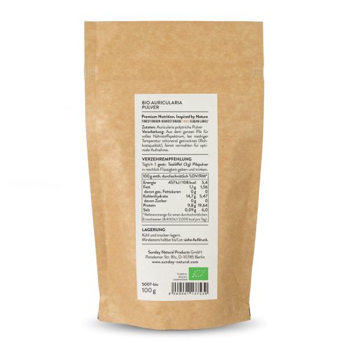 Sunday Natural Products  Bio Auricularia Pulver