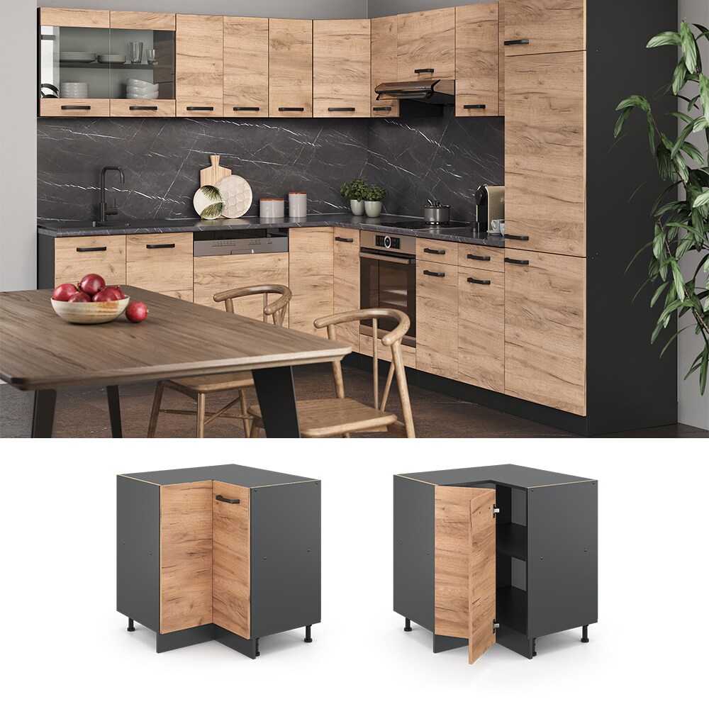 VICCO Küchenschrank Unterschrank Eckunterschrank 87 cm R-Line Anthrazit