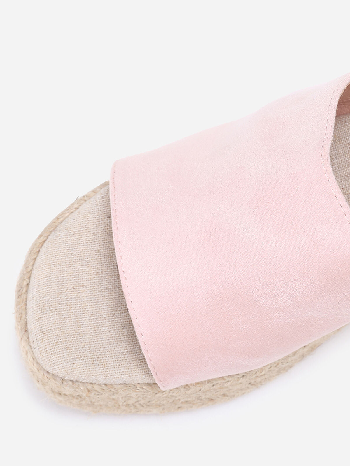 Mules compensées en suédine- Rose