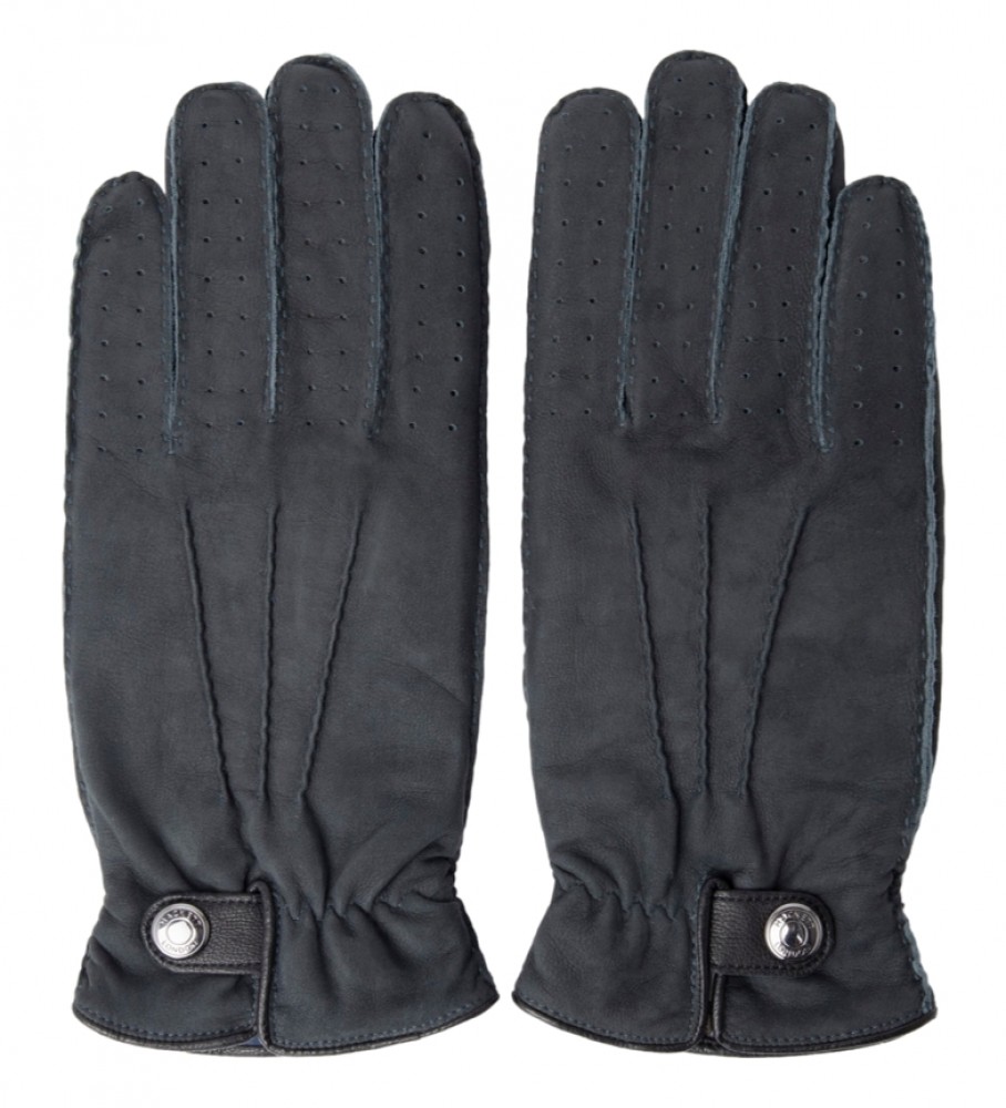 Luvas Hackett Chelsea em couro, azul acinzentado