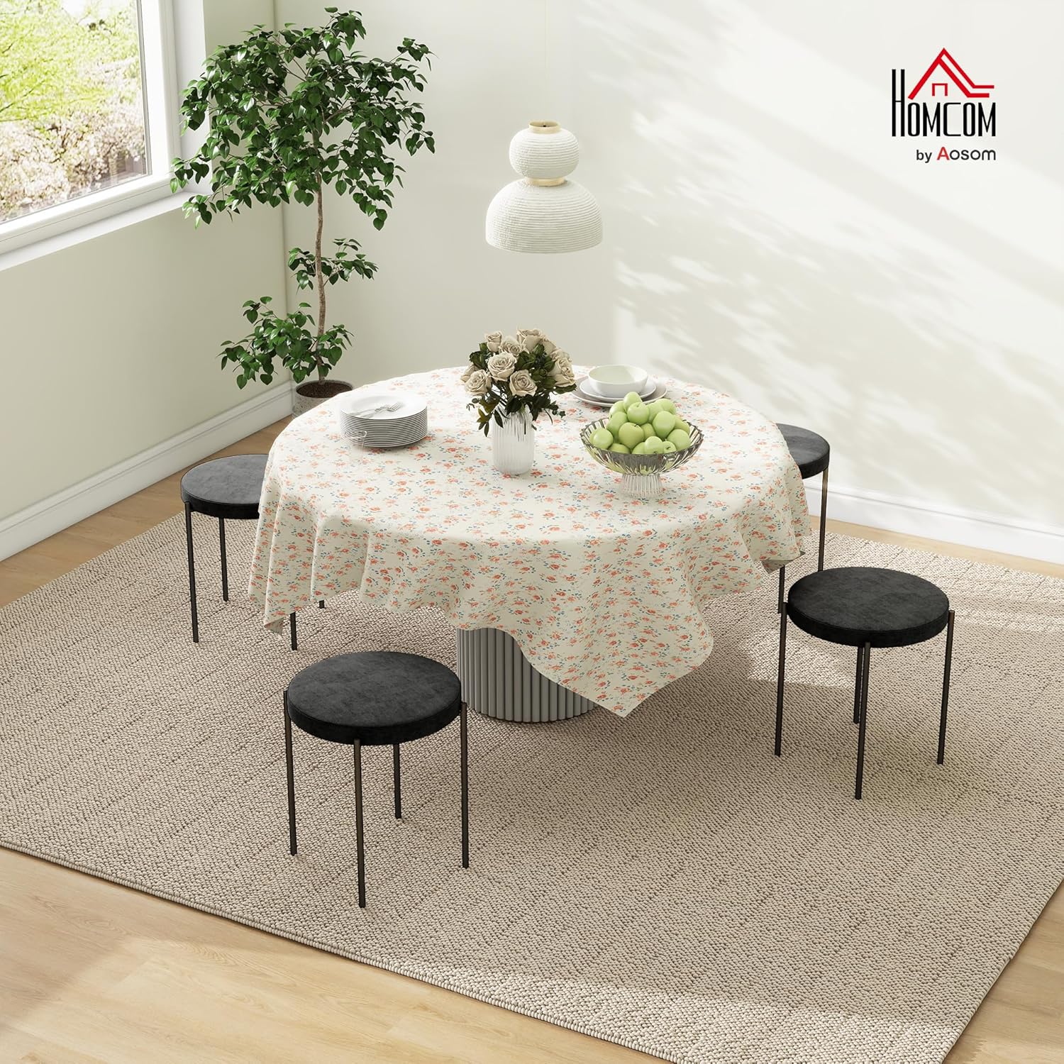 HOMCOM Esszimmerhocker 4er Set Stapelhocker Hocker aus Metall mit Samtoptik Küchenhocker Polsterhocker für Esszimmer Wohnzimmer Schwarz