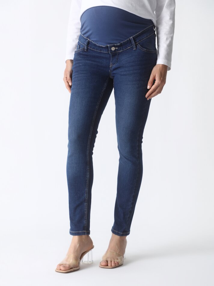 Calça jeans skinny para gestantes - Azul escuro