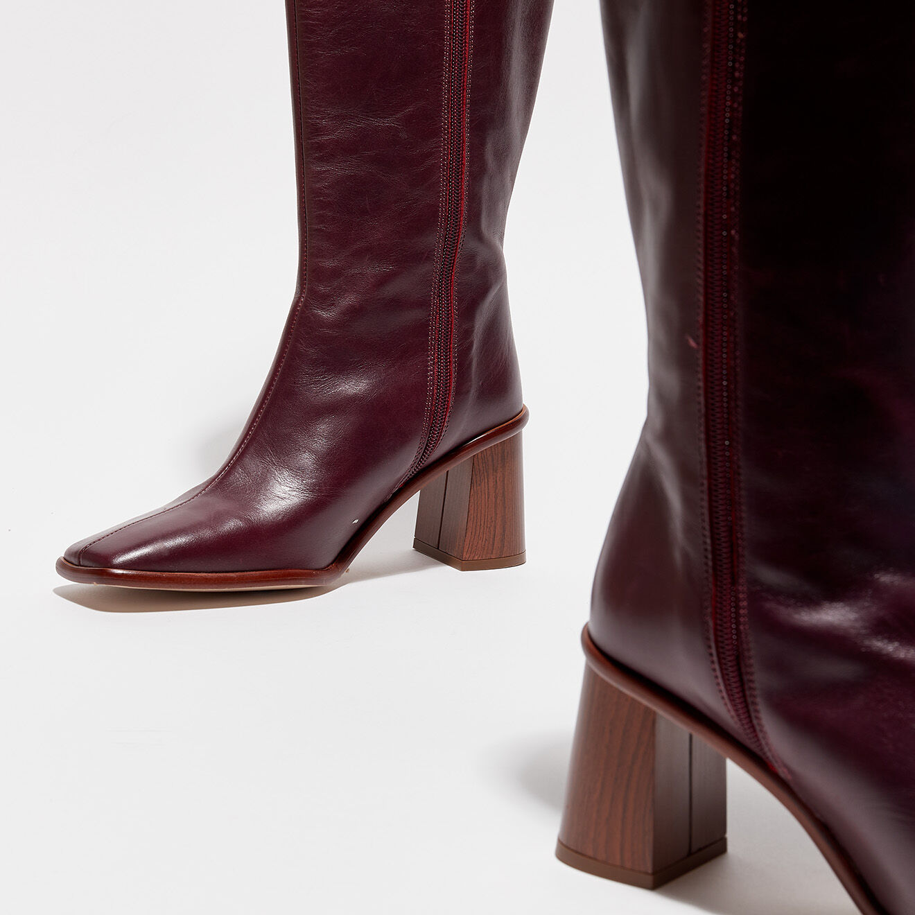 Alohas Bottes en Cuir Mae bordeaux - Talon 8 cm