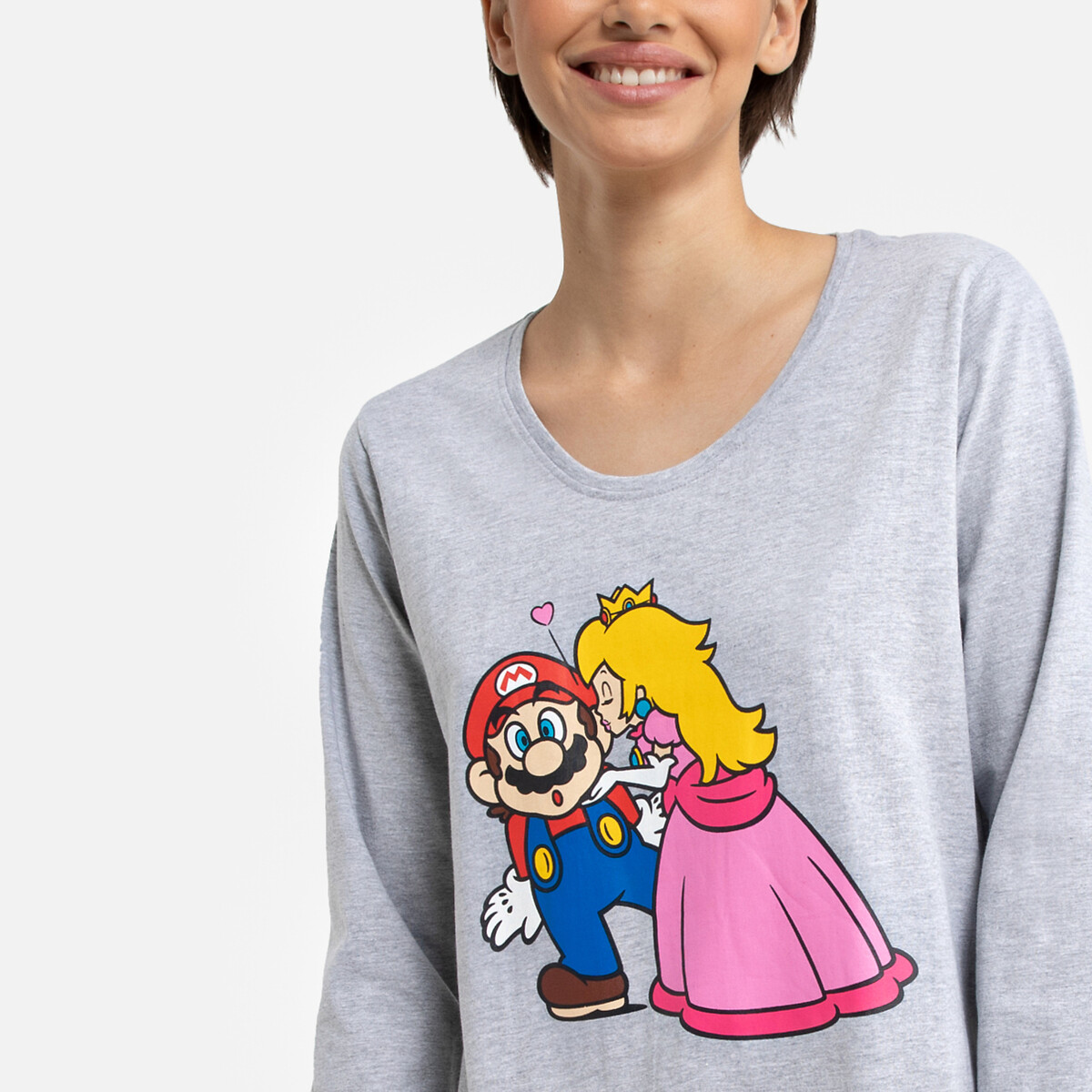 SUPER MARIO<br>Camiseta grande de manga comprida, algodão, Mario