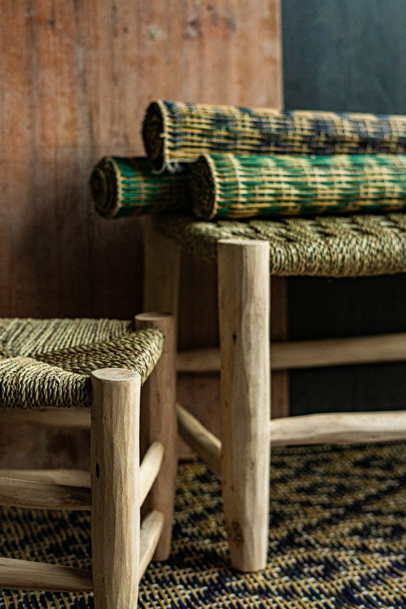 Hocker mit Grassitzfläche, natur, T 31 cm, B 31 cm, H 31 cm von fischer's lagerhaus