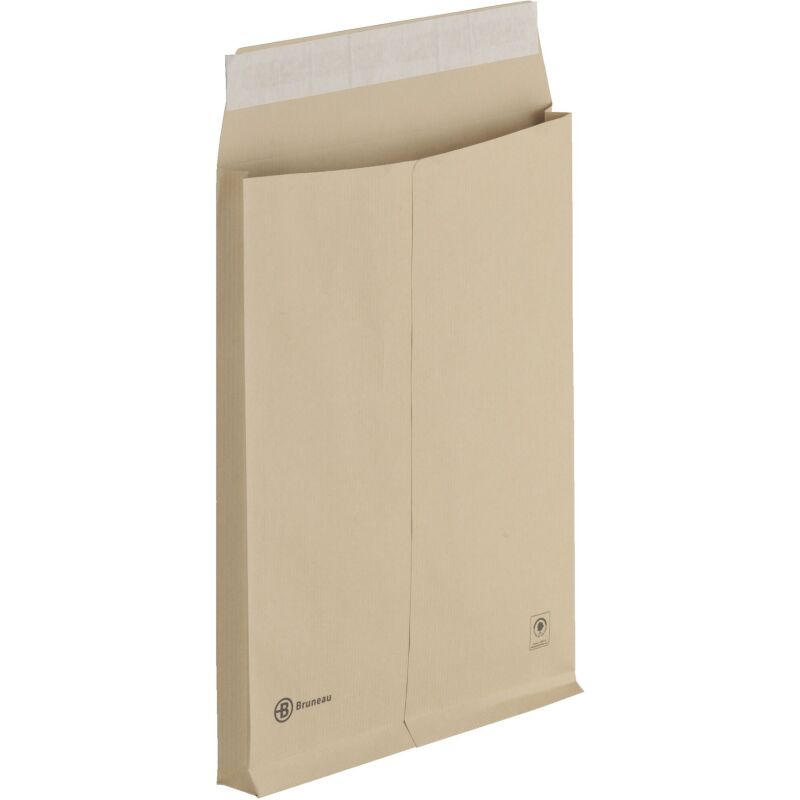 Bruneau - Pochette à soufflet 3 cm kraft brun 260 x 330 mm 120 g sans fenêtre - Boîte de 50