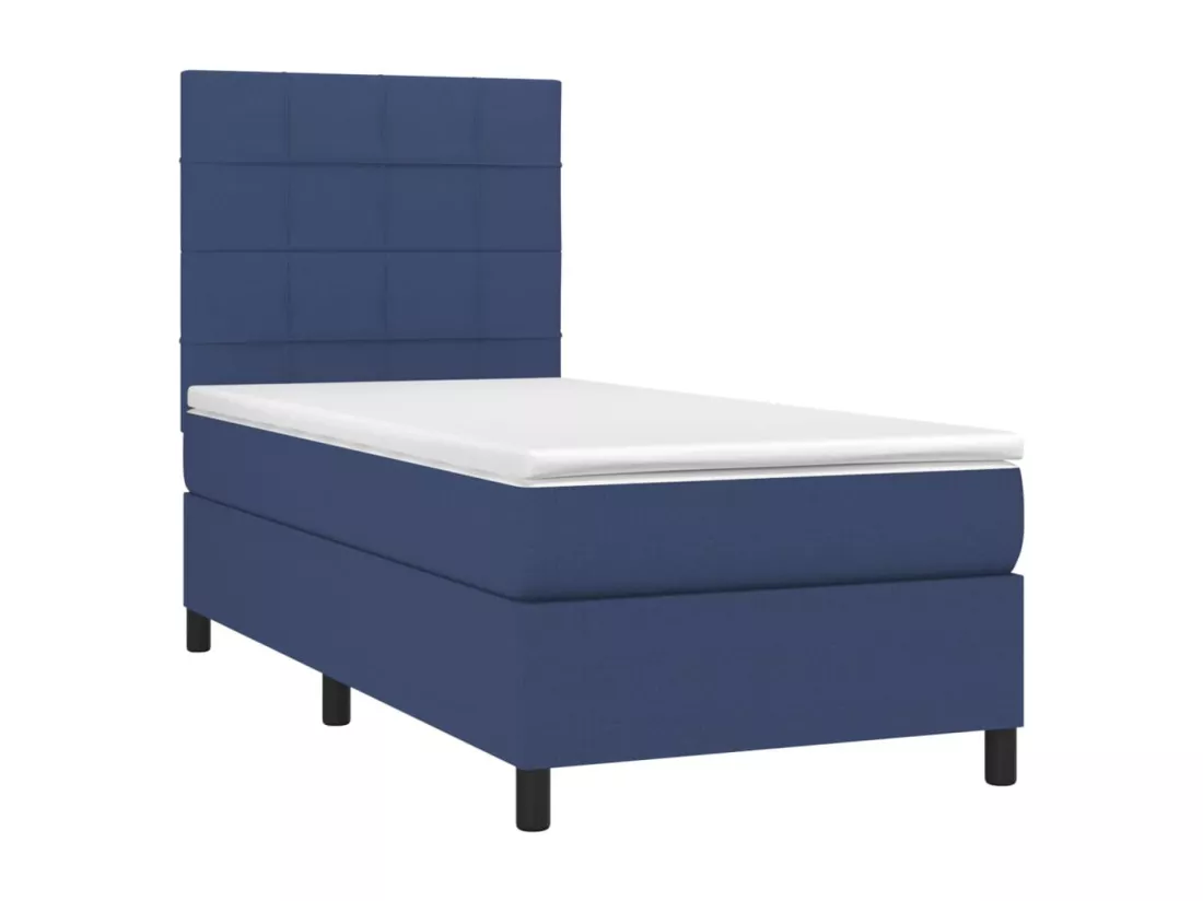 Sommier tapissier avec matelas et LED Bleu 90x190 cm Tissu
