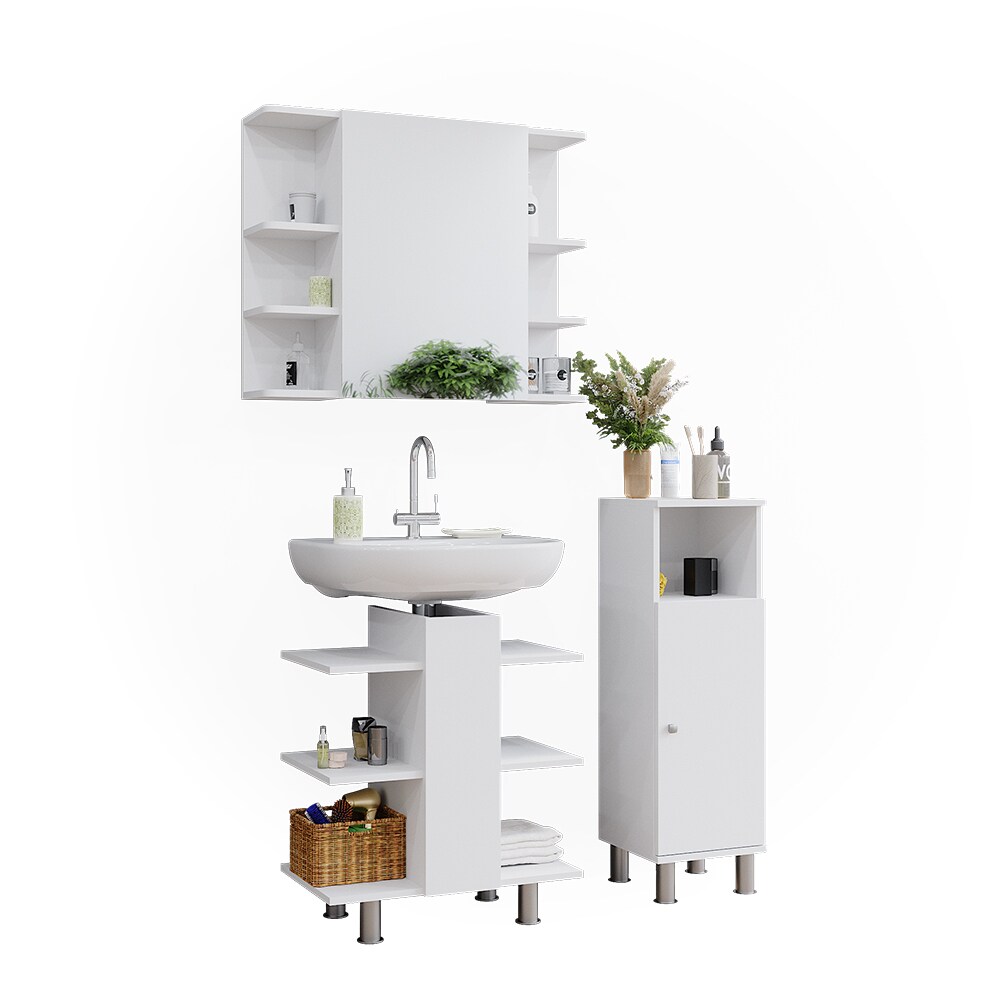 Vicco Badmöbel-Set Fynn Weiß 3 Teile Midischrank