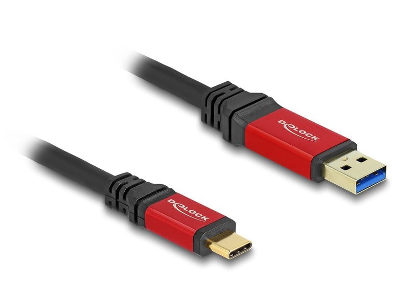 Delock USB-Kabel 10 Gbps USB A - USB C 3 m Delock USB 10 Gbps Kabel USB Typ-A Stecker zu USB Type-C Stecker 3 m rot Metall