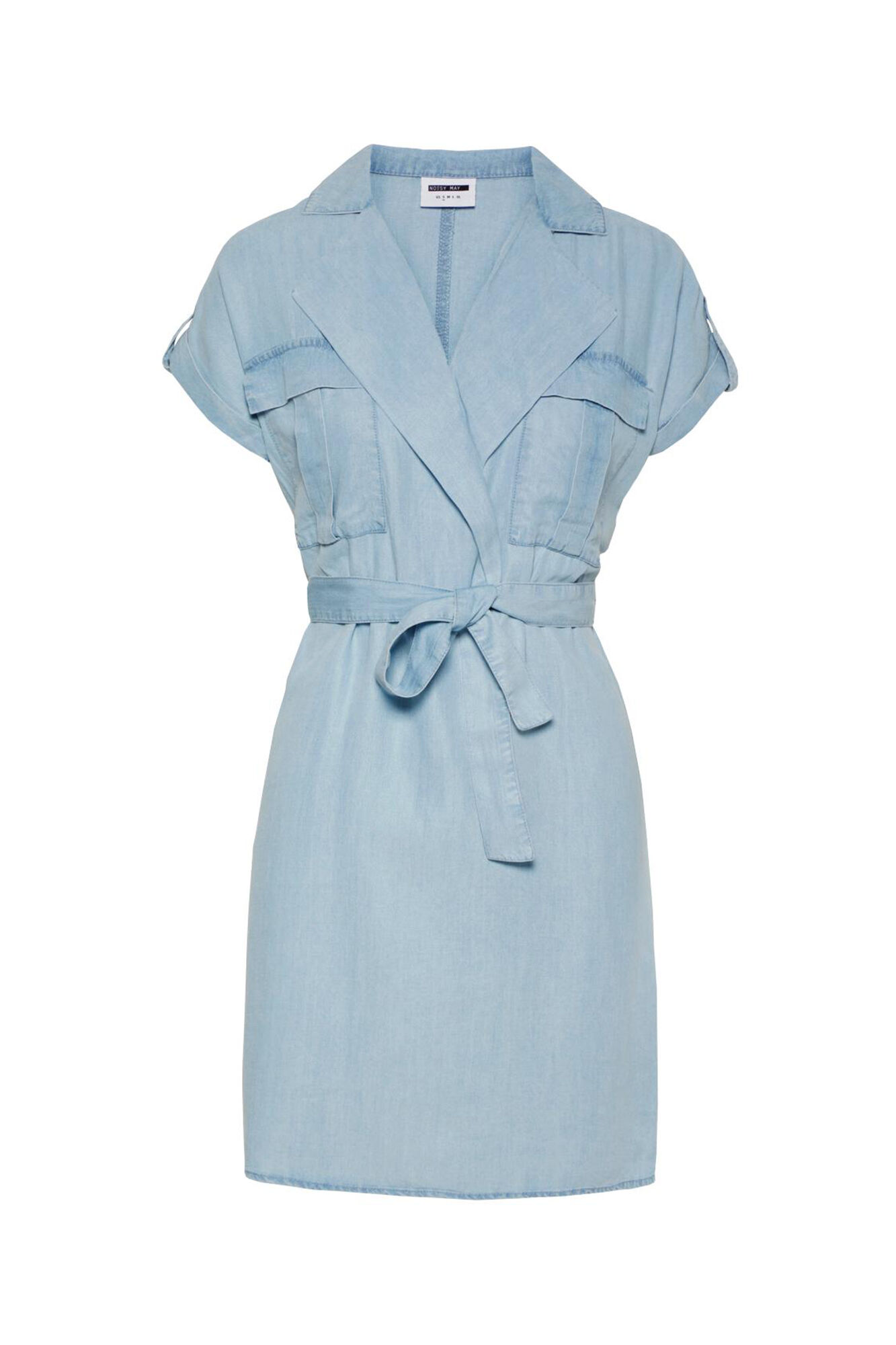 Vestido curto tipo camisa em Lyocell Tencel