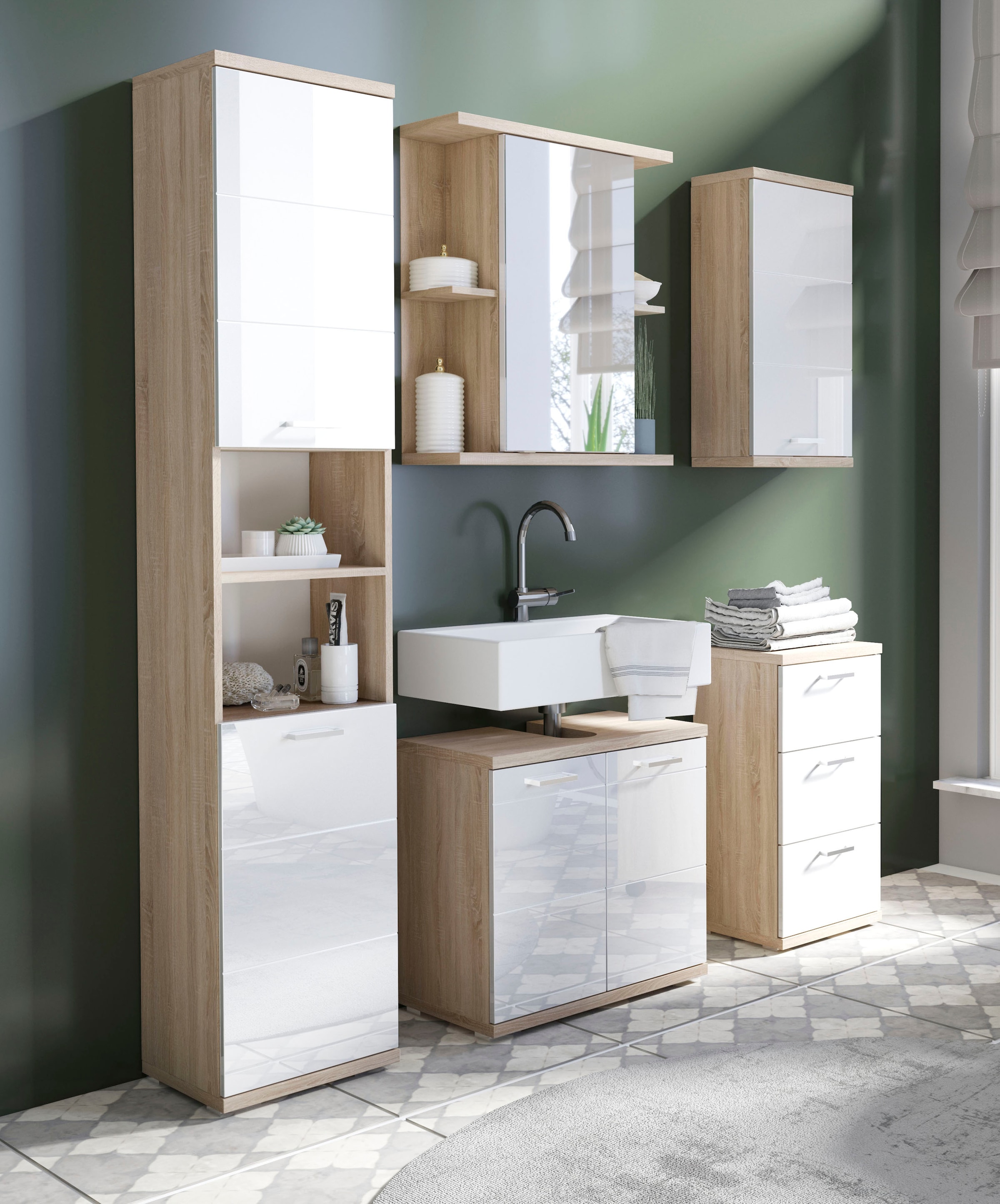 byLIVING Badkommode »Nebraska« Breite 35 cm, Badezimmerschrank mit Metallgriffen, 3 Schubladen
