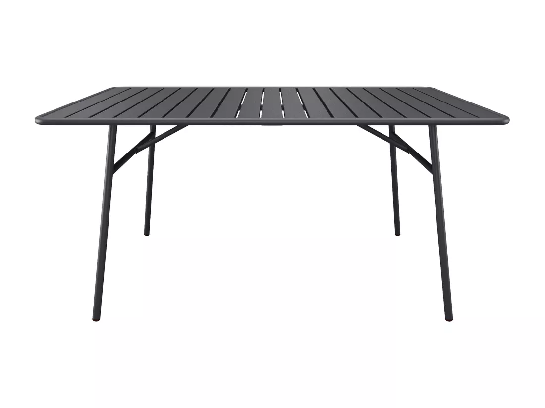 Salle à manger de jardin en métal - une table L.200 cm et 8 fauteuils empilables - Gris anthracite - MIRMANDE de MYLIA