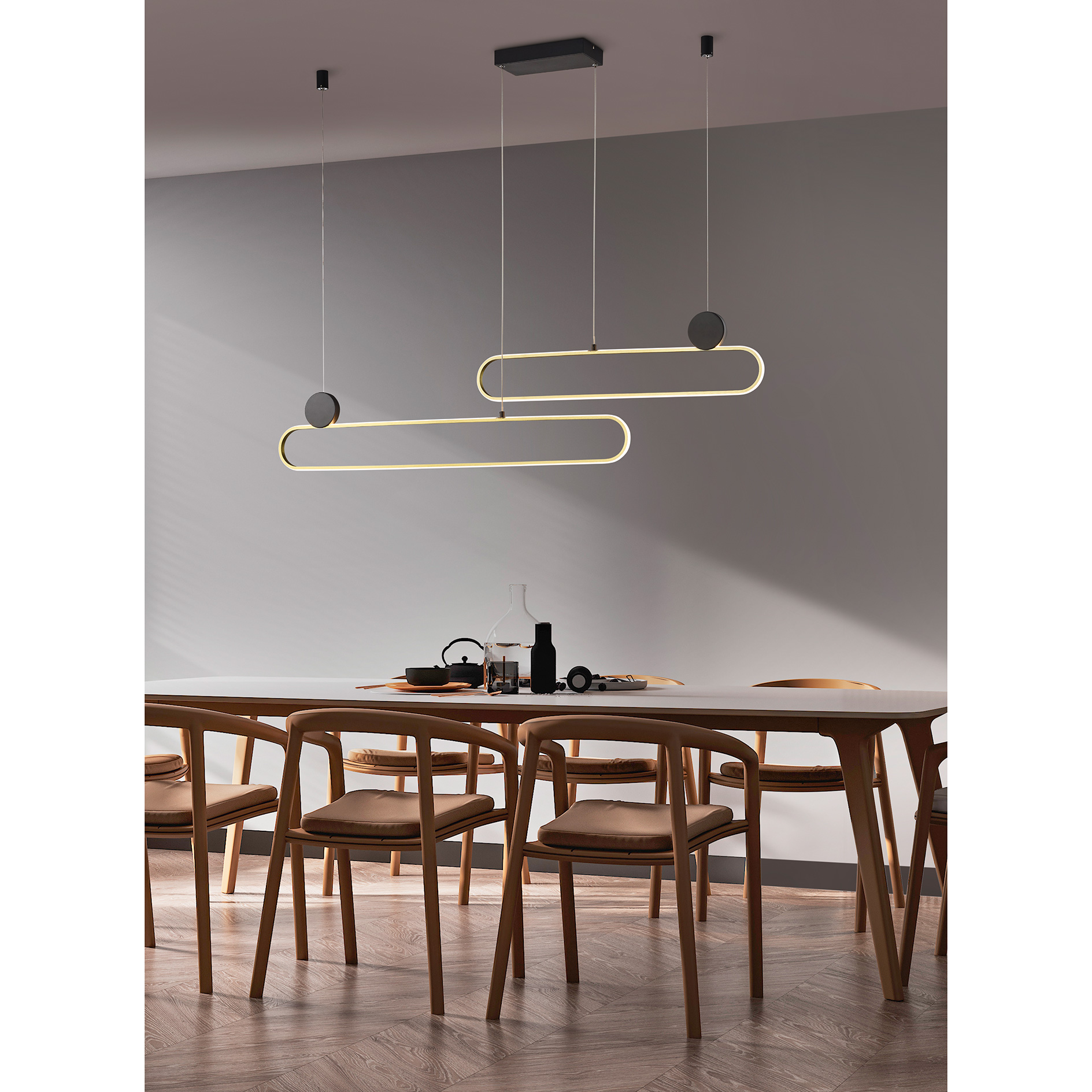 LED-Pendelleuchte - Messing - schwarz - dimmbar