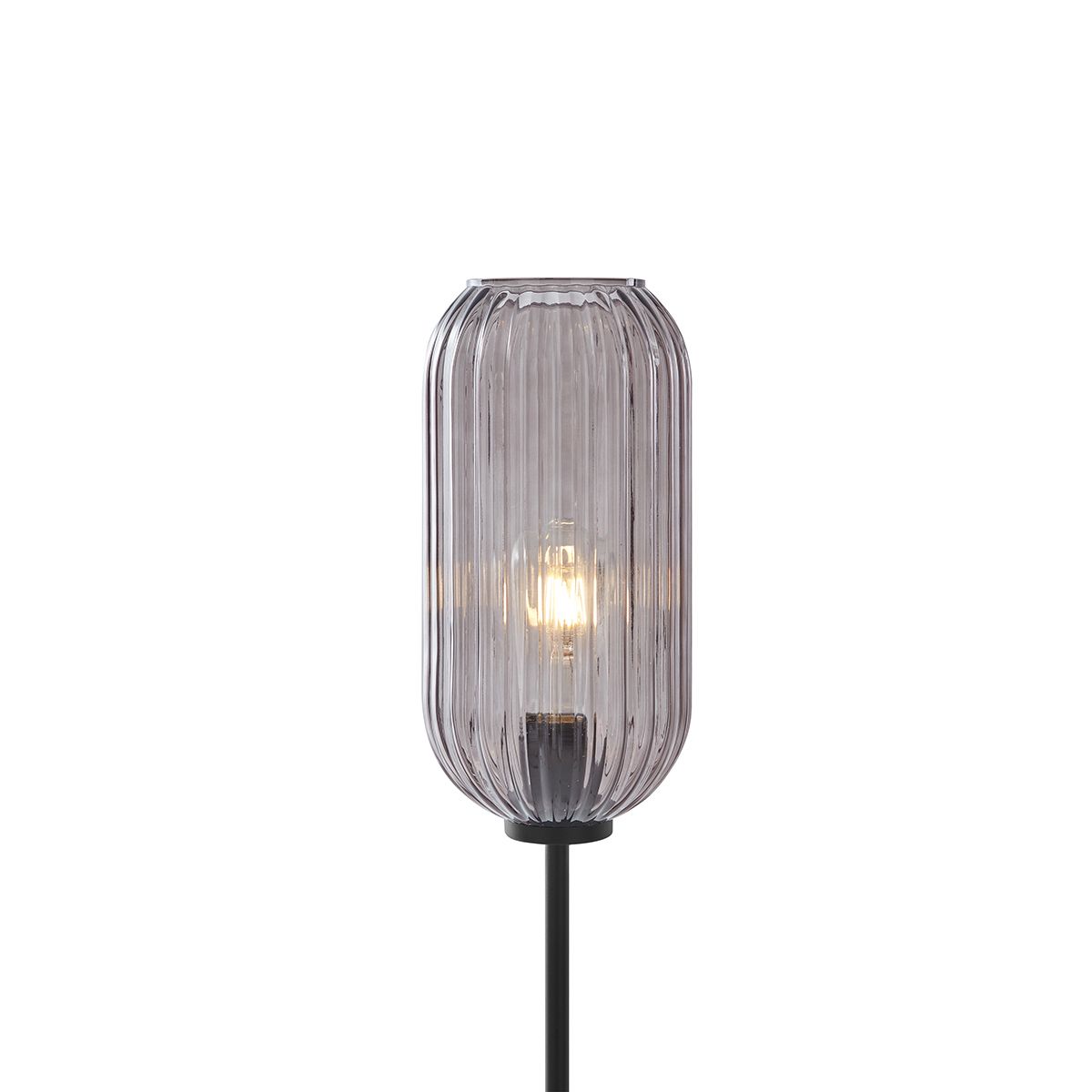 Art Deco vloerlamp zwart met smoke glas - Rid