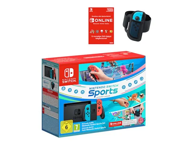 Nintendo Switch - Spilkonsol - Full HD - neonblå/neonrød - Nintendo Switch Sports - med Nintendo Switch Sports Set