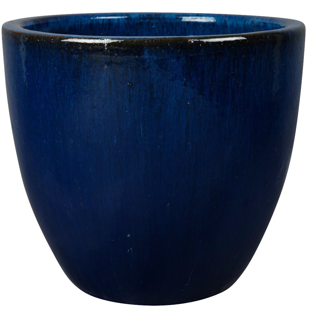 Cache pot en terre cuite émaillée bleu ø47 x H39 cm