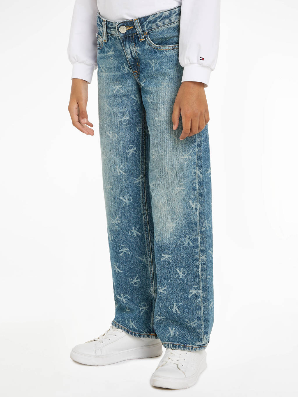 Calvin Klein straight leg jeans MR RELAXED met logo laser blue