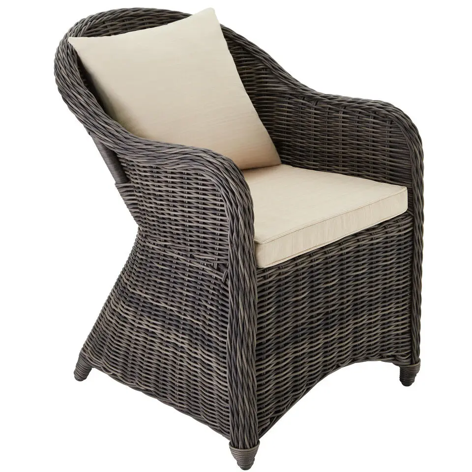 tectake® - 2 Luxe wicker stoelen - Fauteuils - zachte kussens - grijs - 403682
