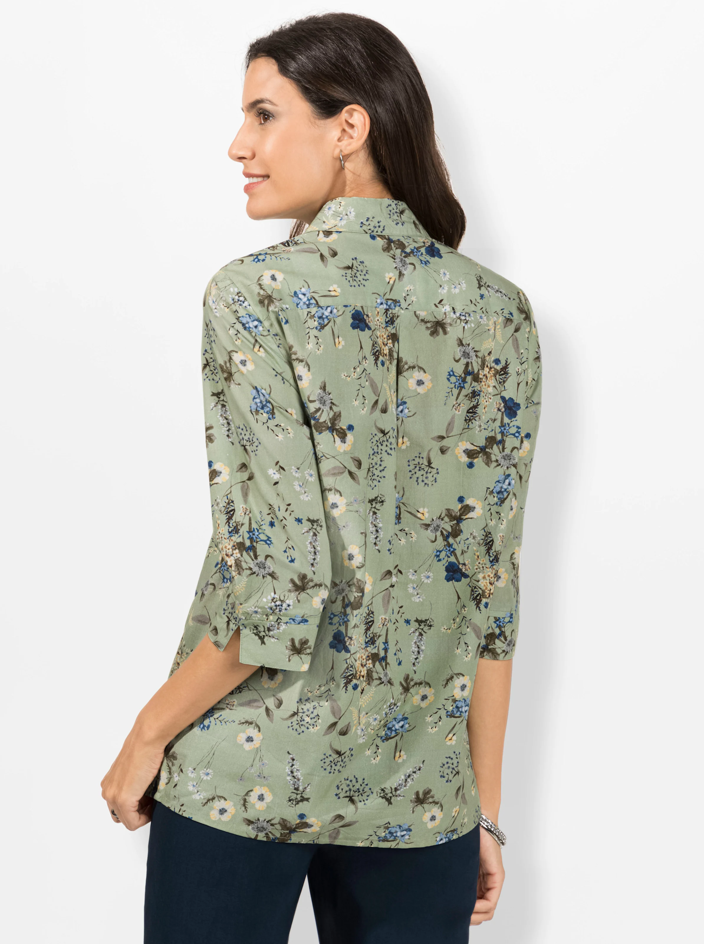 Bluse in pistazie-zitrone-bedruckt