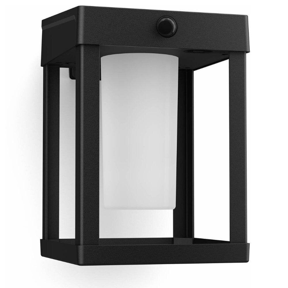 Camill LED-wandlamp op zonne-energie in zwart-wit, 1,4 W, 250 lm, IP44, met bewegingsmelder en schemersensor, vierkant