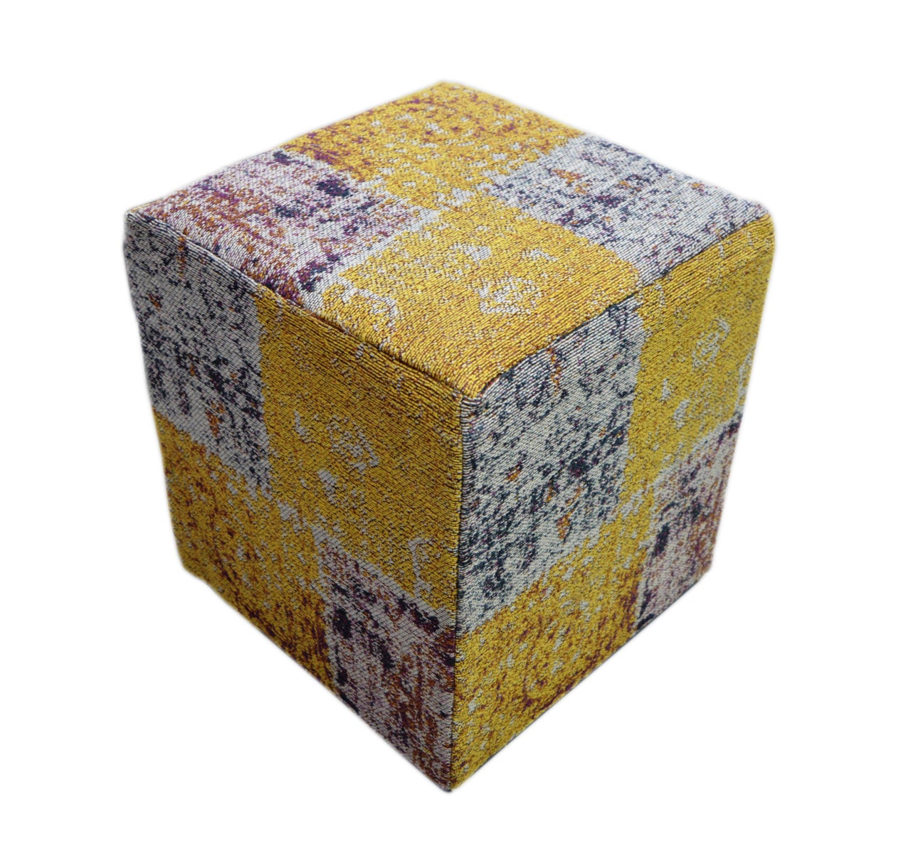 Handgemaakte poef, veelkleurig, vierkant, 42 cm