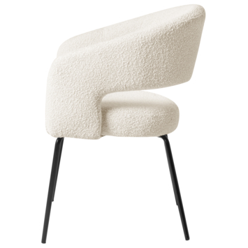 KARWEI eetkamerstoel Eden natural wit bouclé stof met armleuning