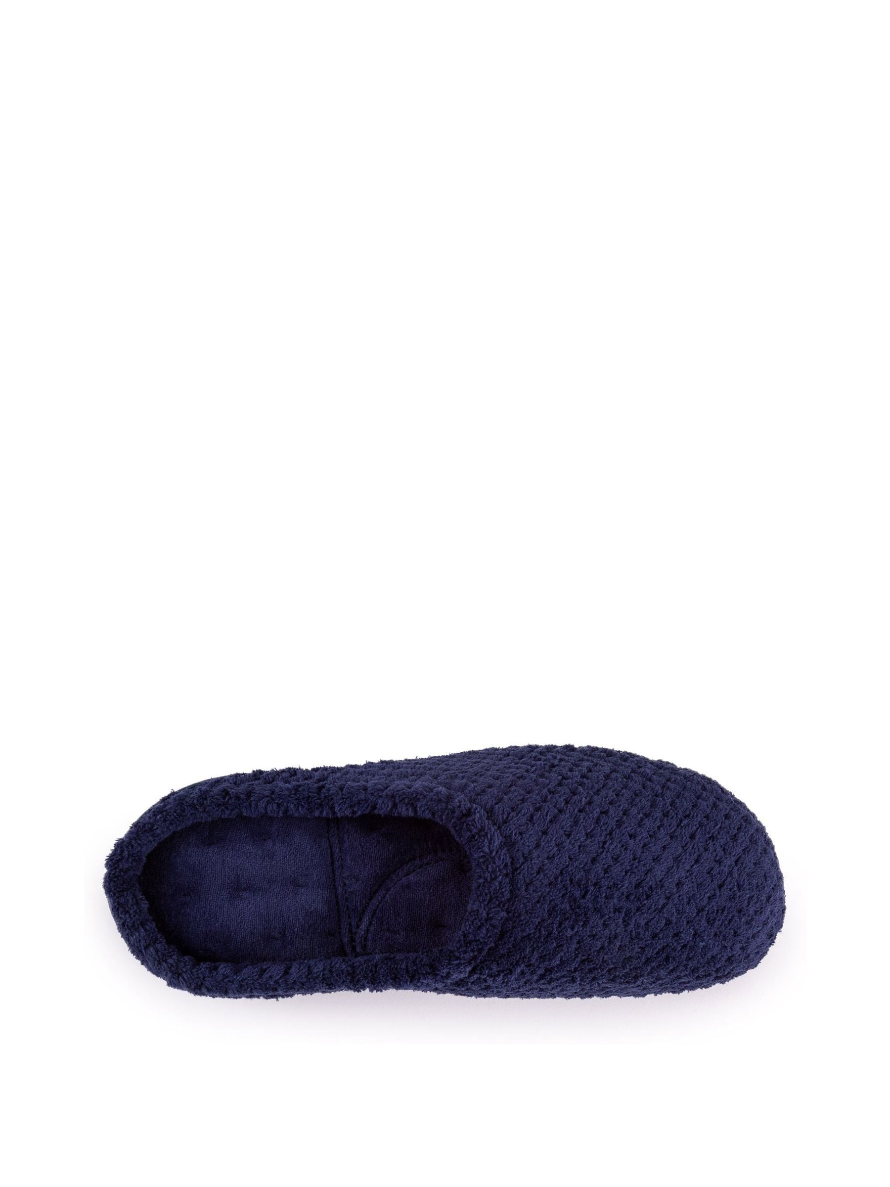Marineblauw - Totes Isotoner Popcorn pantoffelmuiltjes van badstof