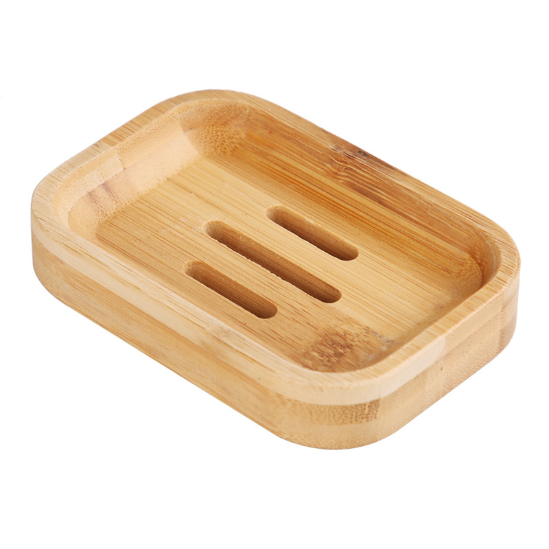 (2er Set) 11.5x8cm Bambus Seifen Schale Anti-Rutsch Seifenhalter Ablage Seifenkiste Schwammhalter für Badezimmer / Küche - Braun