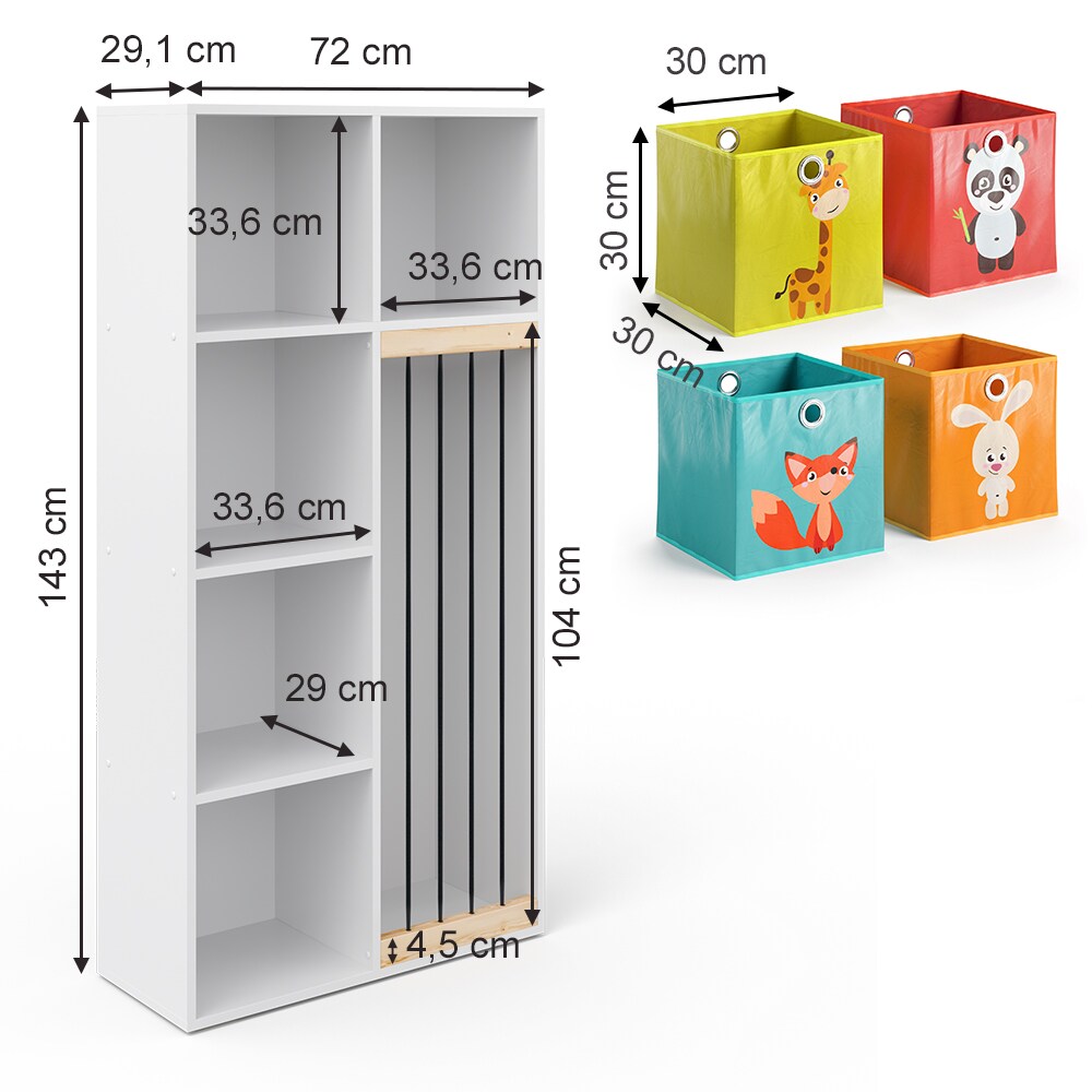 Vicco Kinderregal Kuscheltierbox Aufbewahrung Marvin Bücherregal Weiß Faltbox