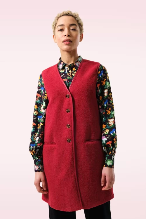 Louche Cathel Borg lang gilet in rood