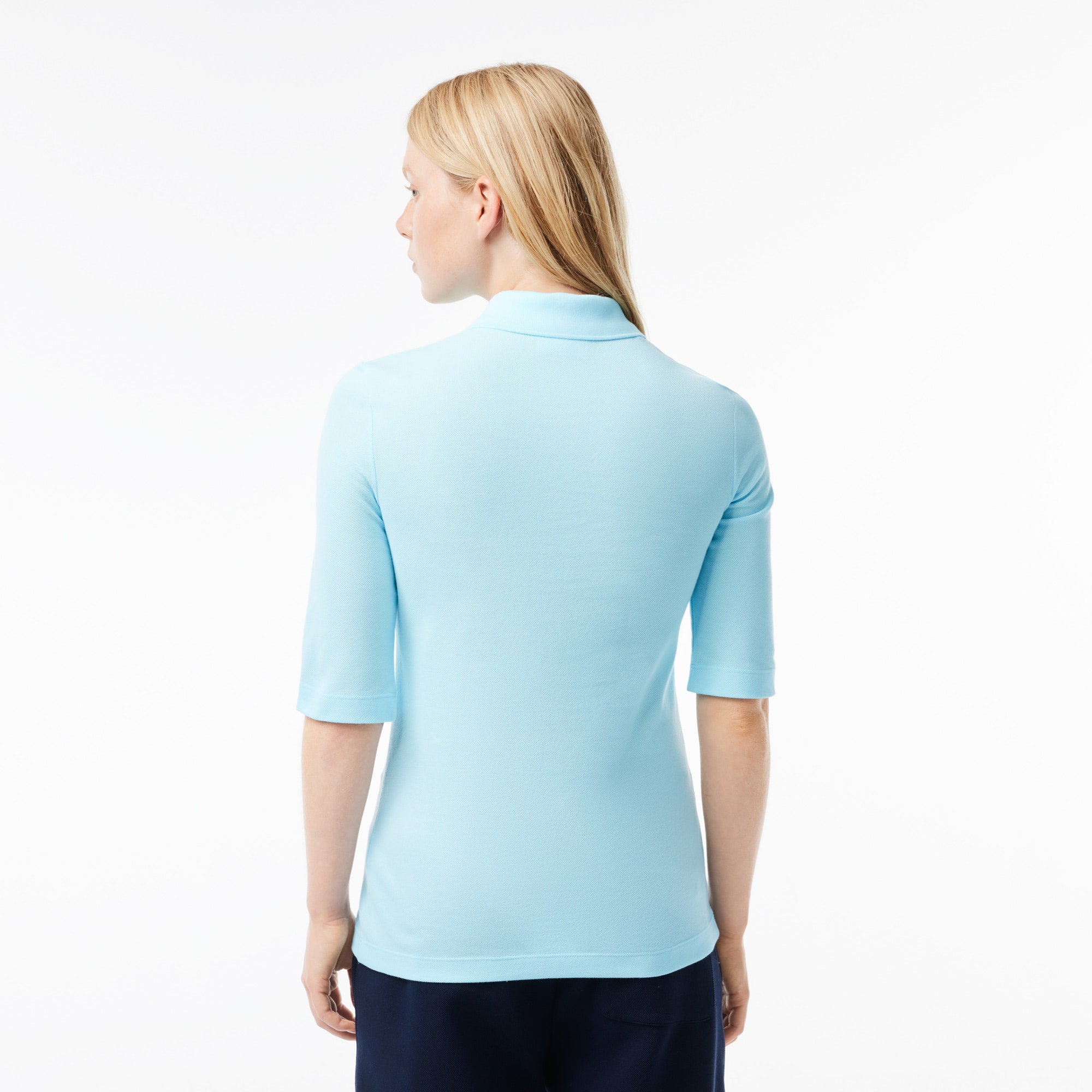 Polo Lacoste slim fit à manches trois-quarts en coton souple Manches Courtes - Bleu - Lacoste - Femme
