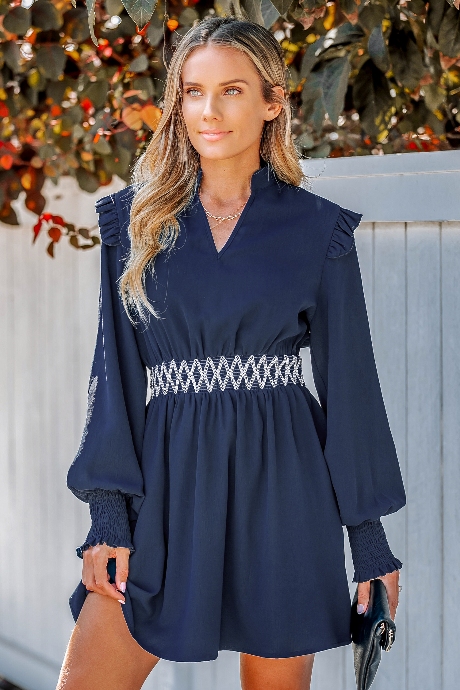 Robe mini à volants et motif losange