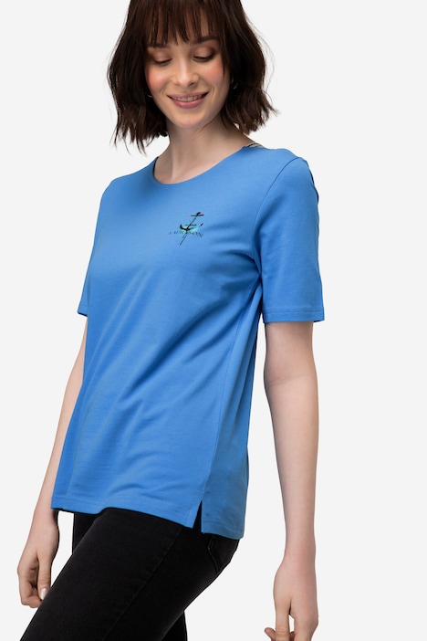 T-Shirt, U-Boot-Ausschnitt mit seitlichen Einsätzen, Halbarm