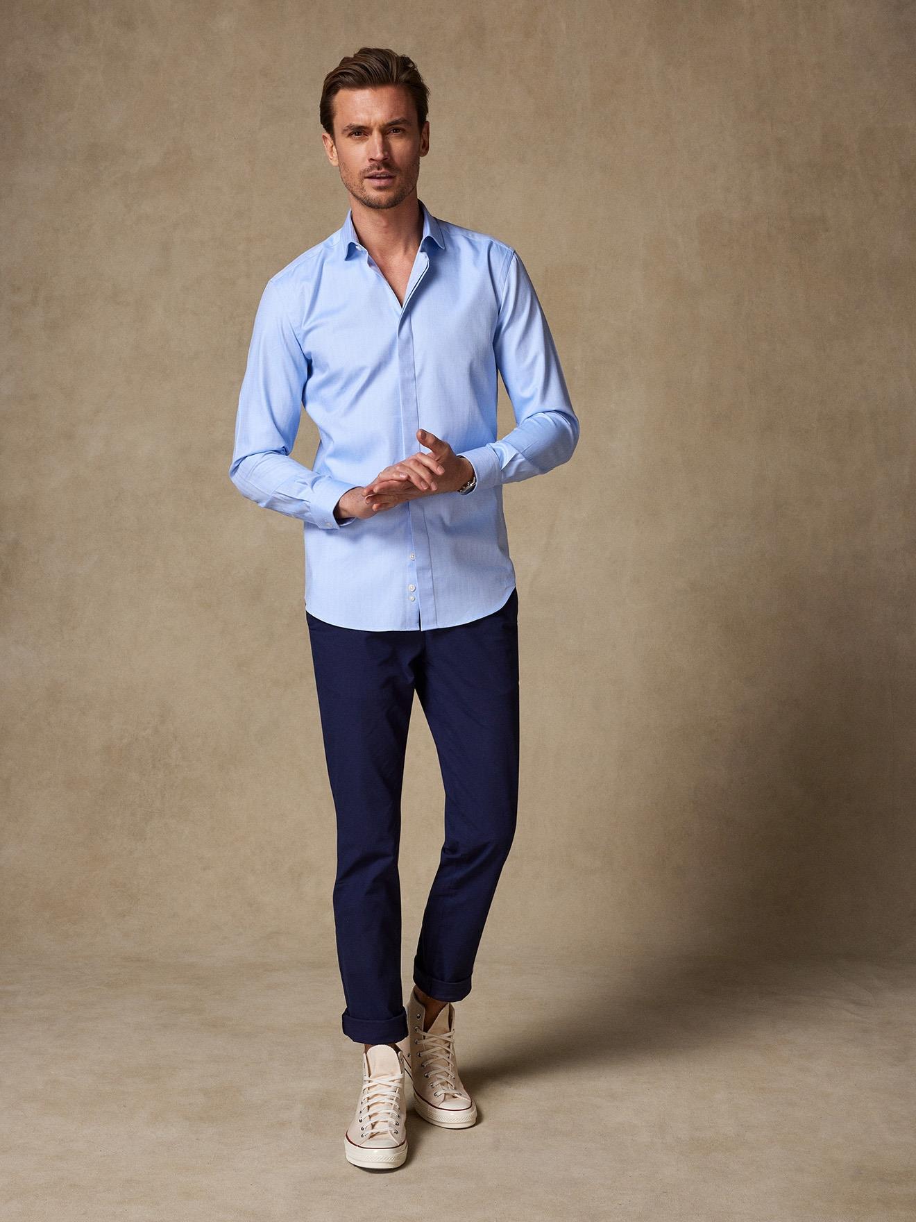 Chemise en chevron ciel   - Gorge cachée