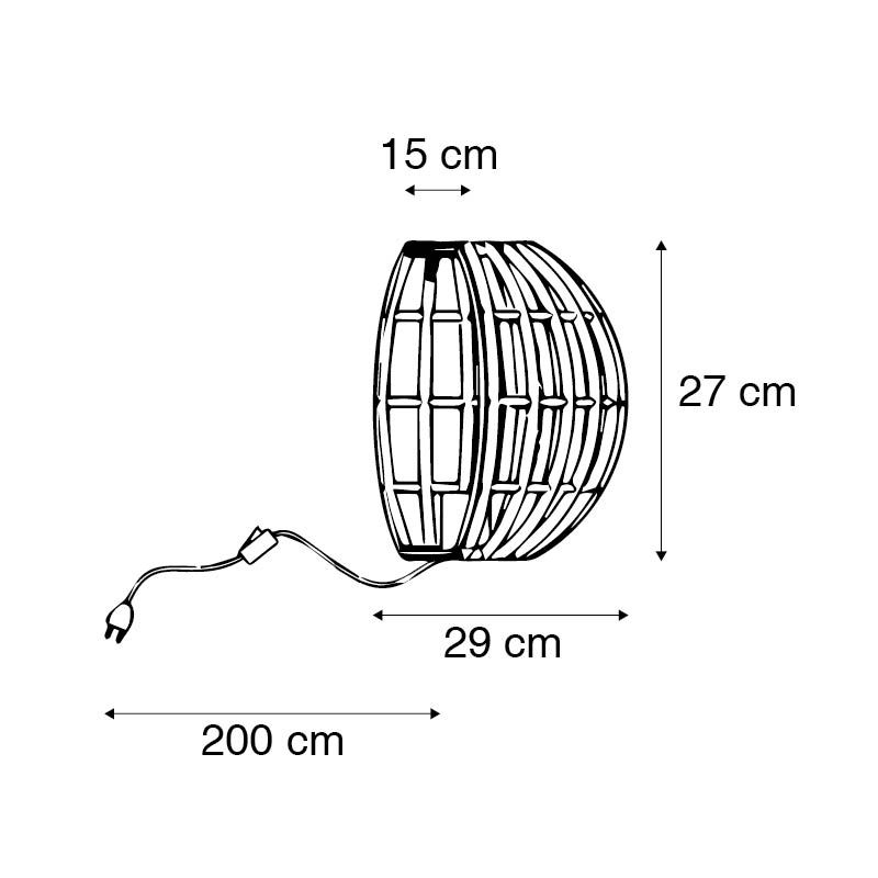 Landelijke wandlamp bamboe half rond - Canna