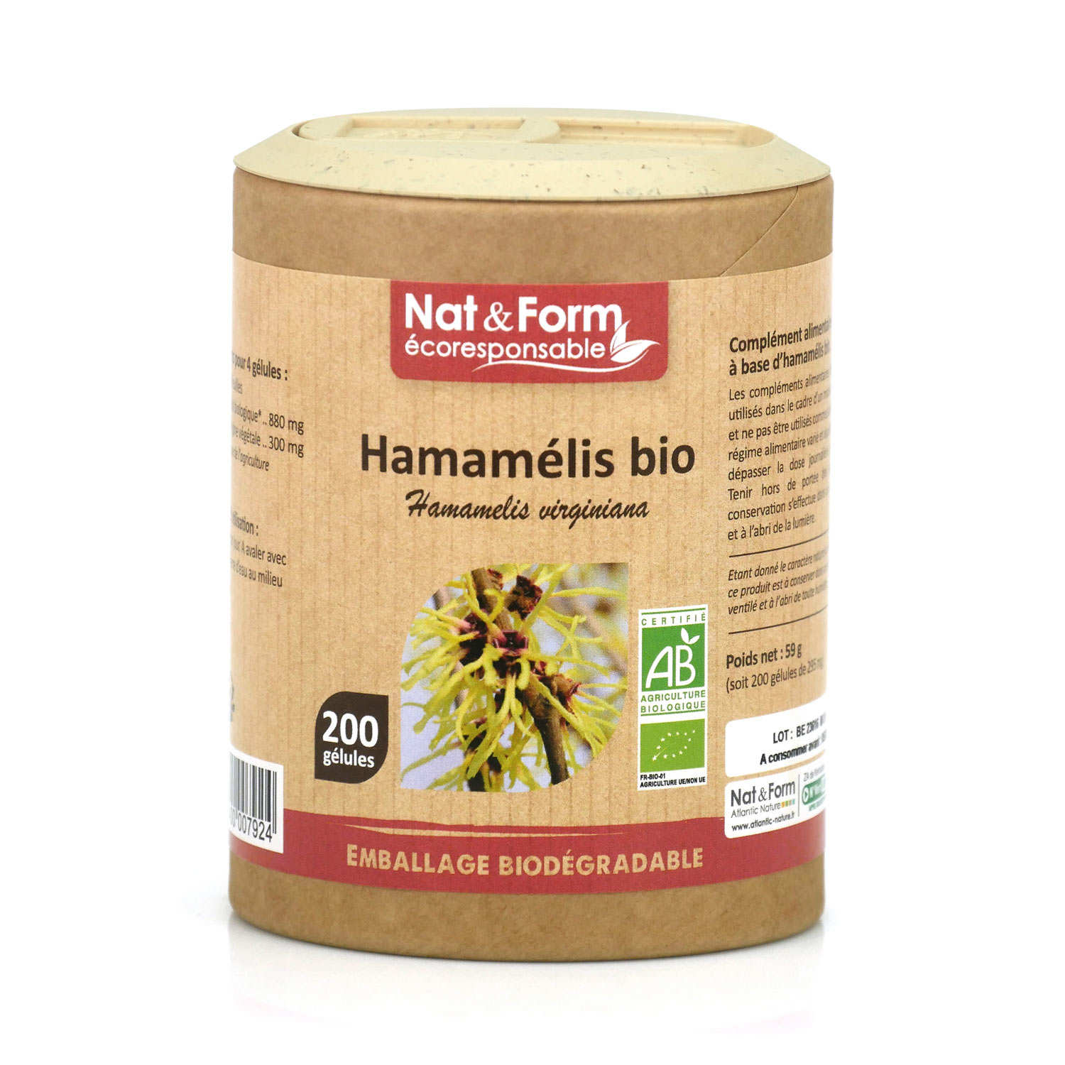 Hamamelis bio - 200 gélules de 295mg