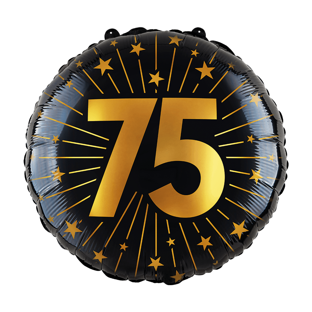 75 Jaar Helium Ballon Zwart Goud Leeg 45cm